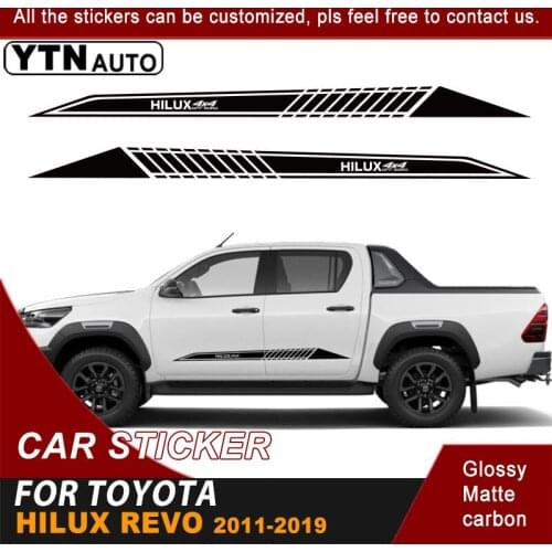 For Toyota Hilux Revo Vigo 2011-2019 Car Decals Side Door 4x4 Off Road Stripe Racing Graphic Vinyl Cool Car Stickers Customs