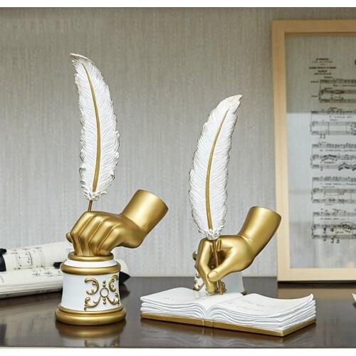 EUROPEAN LUXURY FEATHER RESIN ORNAMENTS HOME LIVINGROOM TEA TABLE FIGURINES DECORATIONS OFFICE DESKTOP FURNISHING ACCESSORIES