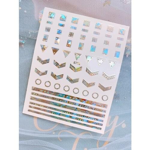 Geometry Nail Stickers for Nails Glitter Love Tips for Nails Art French Manicure Design Nail Sliders 2021 Nail Art Decorations