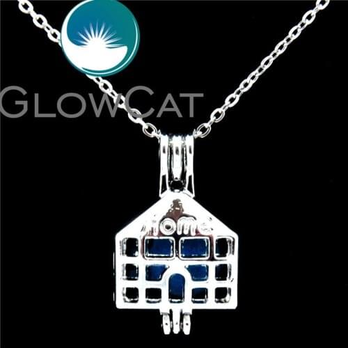 GLOWCAT K538 Home Design Beads Cage Aromatherapy Oyster Pearl Cage Locket Necklace 18" Stainless Chains Kids Girl Best Gift