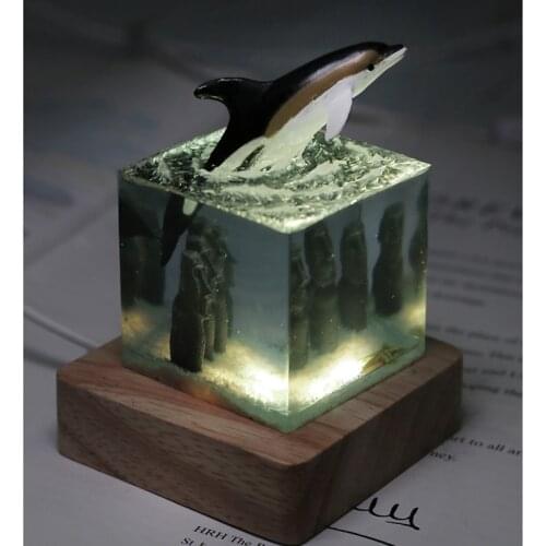 Handicraft Resin Wenchuang products creative gifts marine ornaments Sea Dolphin Easter Island night light