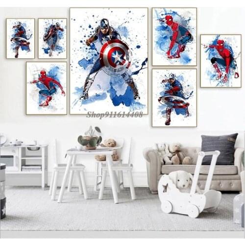 Marvel Avengers Canvas Painting Superhero Poster Spiderman Captain America Print Home Decoration Picture on The Living Room Wall