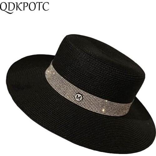 2021 Cap Spring Summer New Men Women Bright Diamond Flat Top Fedoras Fashion Sandy Beach Vacation Sun Protection Sunhat QDKPOTC