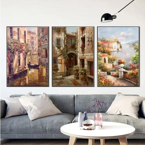 Classical Venice City street and Landscape Canvas Wall Art Paintings Scenery Posters And Prints Home Decor Pictures Living Room