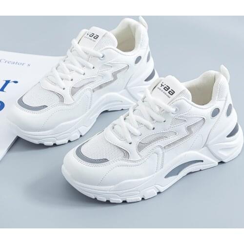 Women Chunky Sneakers Thick Bottom Platform Fashion Mesh Casual Shoes Comfortable White Vulcanize Running Walking Female Shoe
