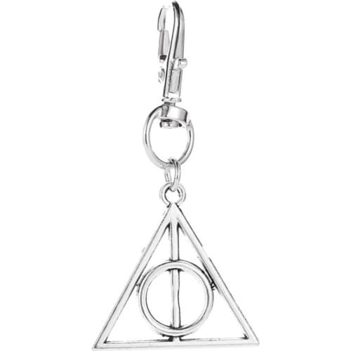 Luna Death Geometric Triangle Pendant Hook Keychain Bag Pendant Hollow Key Ring Trinket