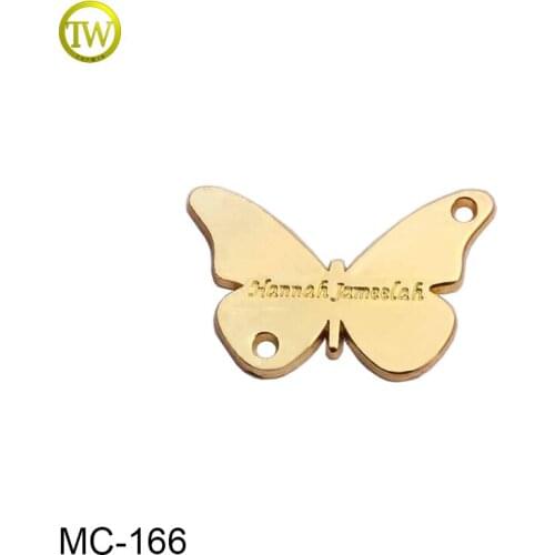 Custom personal name design scarf accessory metal brand tag butterfly logo label