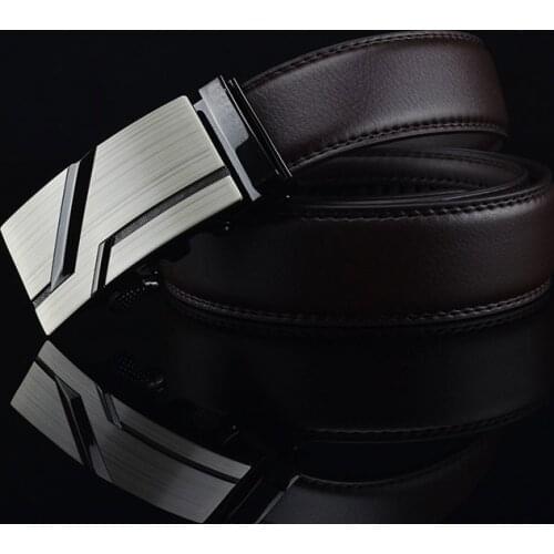 Mens Leather Belt With Orthodox Automatic Buckle Genuine Leather Belts Mens Leather Reversible Belt Dress Casual Belt