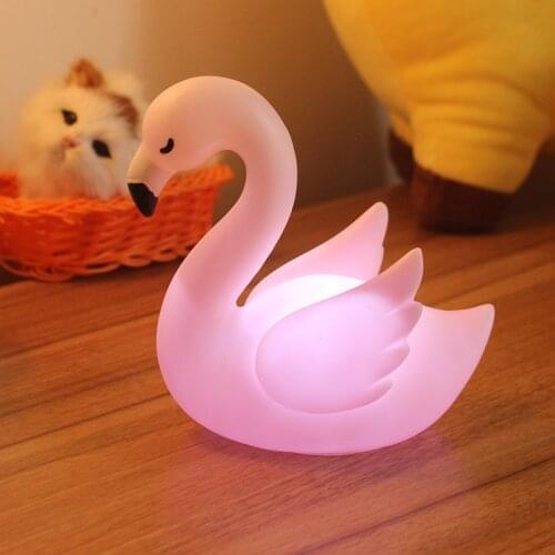 INS new creative flamingo same night light swan feeding light baby toy light pink girl cartoon light desktop decor bedroom decor
