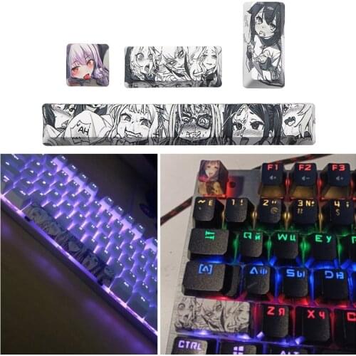 2021 New 4Pcs Japanese Anime PBT Space Keycaps Ahegao 6.25U ESC Spacebar Keyboard