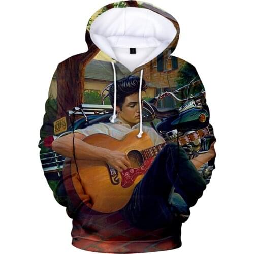 New Creative Red Hooded Hot Elvis Presley 3D Hoodies Fashion Autumn Hoodies print singer Elvis Presley Long Sleeve Popular Coats