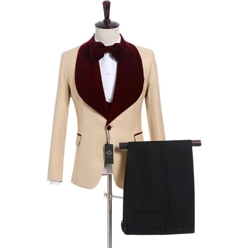 New Arrival Groomsmen Shawl Lapel Groom Tuxedos Side Vent Men Suits Wedding Best Man Blazer ( Jacket+Pants+Bow Tie+Vest ) C143