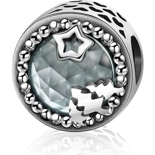 NEW DIY Beads Original Design 100% 925 Sterling Silver STAR Charm Fit Bracelet Fashion Womens Star Christmas Tree Jewelry Gift