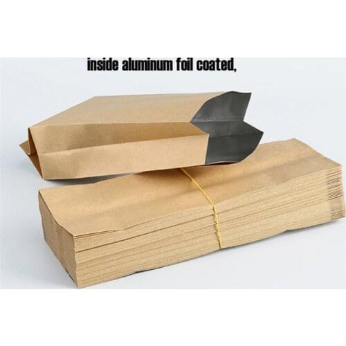 100pcs/pack Kraft Paper Side Gussets Bag Food Snack Tea Packaging Bag Open Top Heat Sealing Storage Pouches