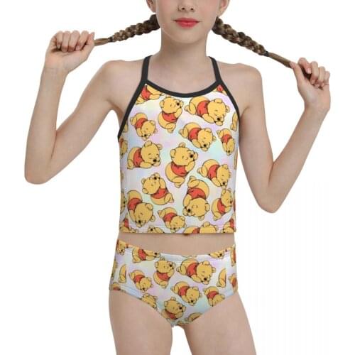 Anime Beach Wear for Children young Girl Print Panda Anime Pattern Biquini 2021 Wholesale Brand Girl Swimming Suit