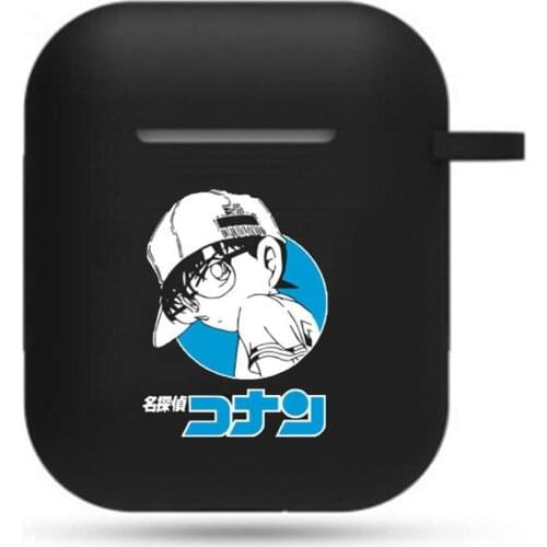 Hot anime Detective Conan Earphone case Headphone Protective Case Unisex black Airpods Bluetooth Earphone Headset Cover case