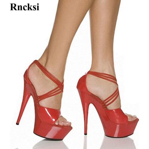Rncksi Sexy Women Shoes 15CM High Heel Platforms Pole Dance/Performance Star Model Sandals Party Wedding Sandals