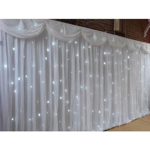Luxury Starlit White Wedding Backdrop 10ftx20ft Stage Decoration Banquet Party Stage Curtain Event Decor