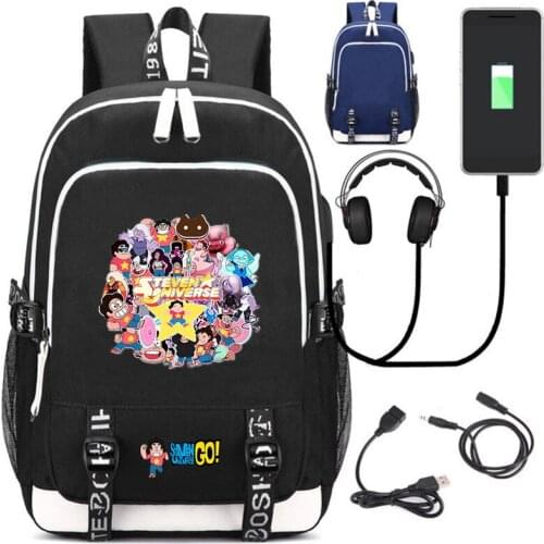 Steven Universe USB charging mochila Backpack Crystal Gems school bag Leisure Daily bagpack Travelling bag sport bags