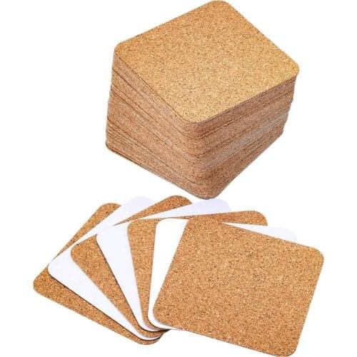 Self-Adhesive Cork Coasters Squares Cork Mats Cork Backing Sheets for Coasters and DIY Crafts Supplies (60, Square)