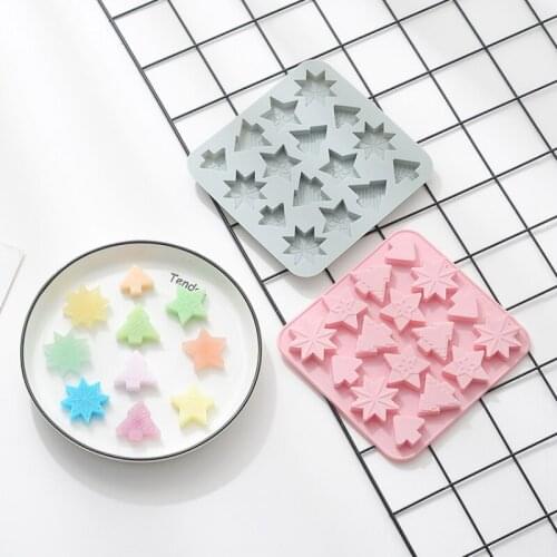 Christmas Tree Snowflake Pattern Silicone Mold for Kitchen Baking Chocolate Candy Clay Soap Making Dessert Cake Decoration Tools