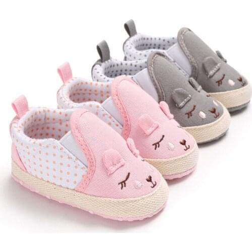 Cute Newborn Baby Boys Girls Soft Cotton Shoes Anti-Slip Moccasins Toddler Cartoon First Walkers