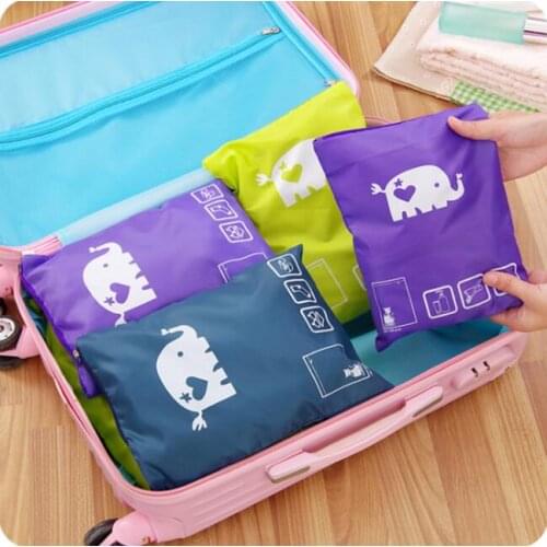 Pattern Zipper Storage Bag Luggage Classification Sorting Bags 4 Pieces/Lot Travel Clothing Organizer