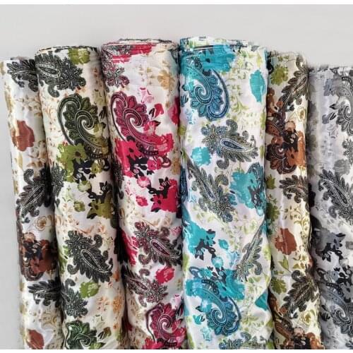 Vintage Paisley Floral Print Satin Cloth Soft Polyester Charmeuse Fabric