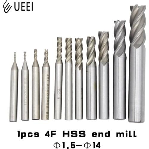 1pcs 4F high speed steel face milling cutter 1.5mm-14mm metal processing tool CNC machining center milling machine special