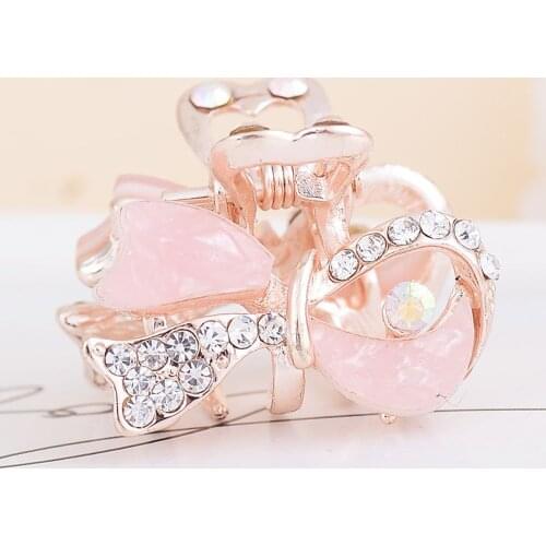 1pcs Korean Women Girls Hair Claws Barrettes Mini Bowknot Rhinestone Hair Clip Metal Crystal Hairpins Hair Accessories
