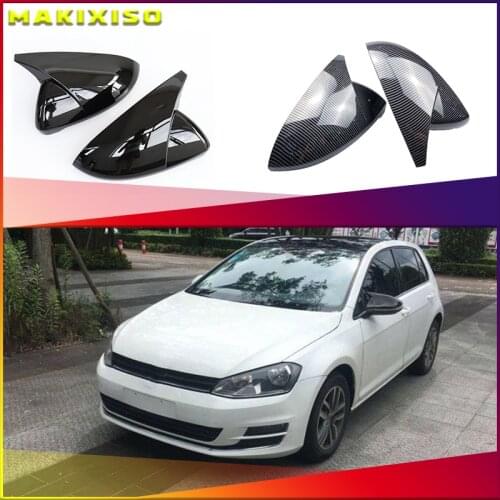 2PCS Mirror Covers Caps RearView Mirror Case Cover For VW Golf MK7 7.5 GTI 7 7R Carbon Bright Black Cover car accessory