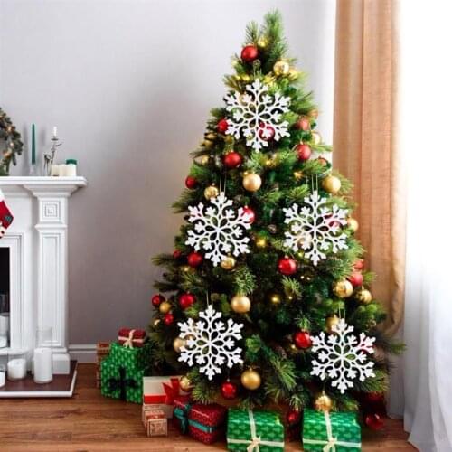 24PCS Christmas Snowflake Decoration Christmas Ornament Creative Glitter Snowflake Ornament For Xmas Tree Festival Supplies