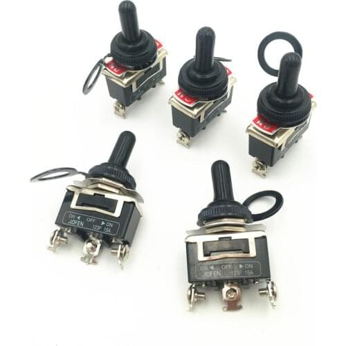 5sets Momentary Toggle Switch 123F 3-Pin 3 Position ON-OFF-ON SPDT 15A 250VAC Self-reset Switches with Waterproof Cap