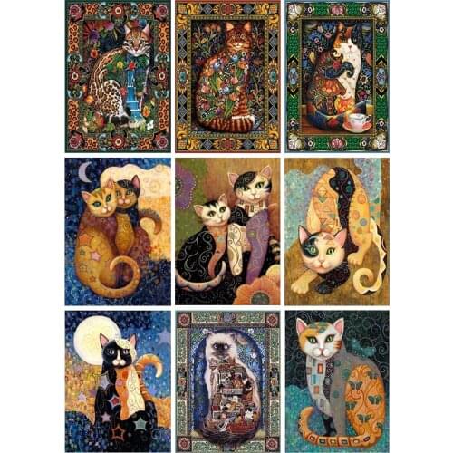 5D DIY Full Round/Square Diamond Painting Cartoon Cat Cross Stitch 3D Embroidery Rhinestone Mosaic Home Decor Wall Sticker Y1784