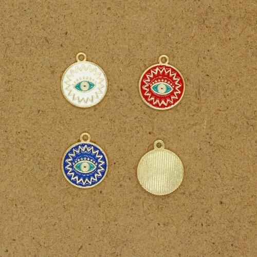 6pcs Copper Evil Eyes Enamel Charms For Bracelet Necklace Earrings Diy Pendant Accessory Lucky Demon Eye Jewelry Make Material