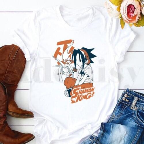 Anime Shaman King Yoh Asakura Amidamaru 90s Cute Womens T-shirt Short Sleeve Female Tops Tees Harajuku VintageT Shirts