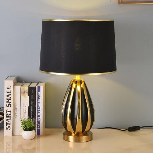 SeeingDays Free Shipping Luxurious Golden Edge Ceramic Table Lamps For Bedroom Living Room High Grade Bedside Lamp E27 220V