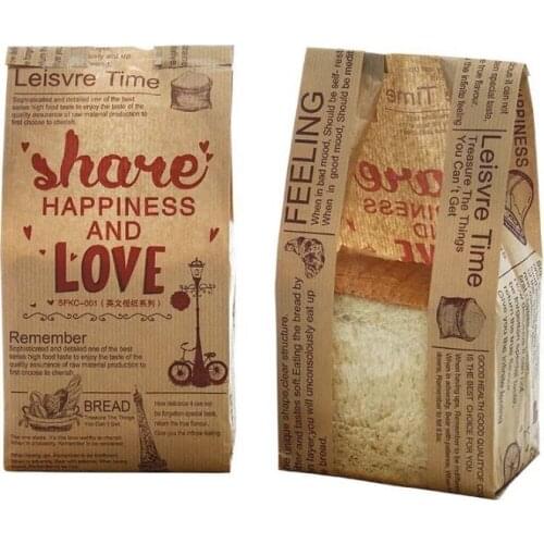 Kraft Bread Paper Bag With Window Avoid Oil Love Toast Baking Paper Bag Takeaway Food Hand Made Package Bags