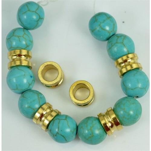 100 PCS 9mm Nepal Metal Raw Brass Round Spacer Beads Loose Beads 6mm Hole Beads For Jewelry Making