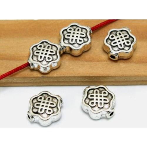 10mm 20pcs/lot Tibetan Silver Chinese knot Bead Antique Loose Bead Spacer Connectors for DIY Jewelry Making bracelet fg4z