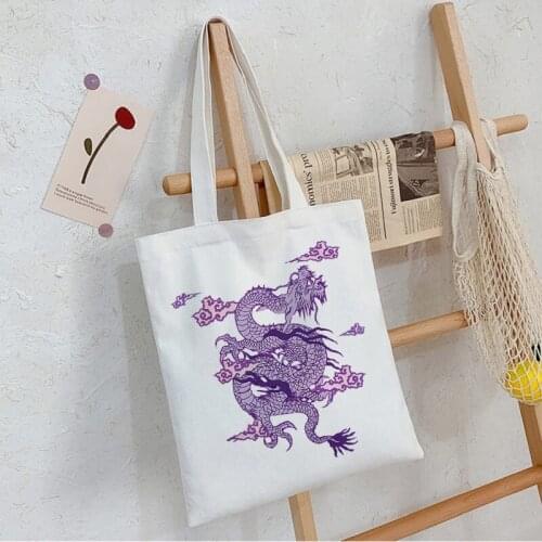 Dragon Anime Print Punk Canvas Bag Gift Bag Harajuku Shopper Large Capacity Womens Bag Vintage Classic Shoulder Bag Handbag