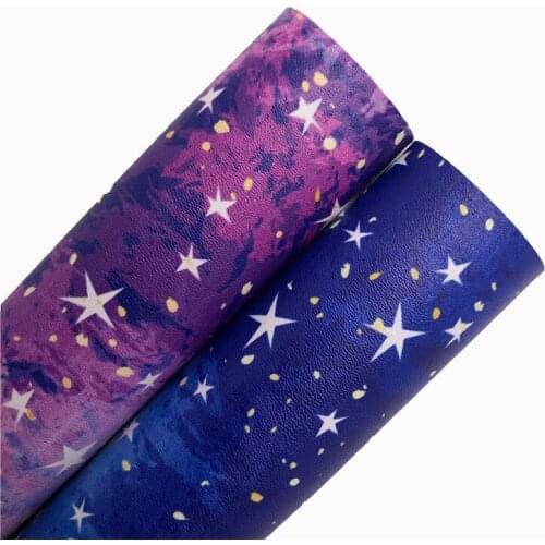 Starry Sky Printed Faux Leather Vinyl Fabric Sheet Felt Backing Synthetic Leather Faux Vinil For Bows Earrings DIY 6S121A