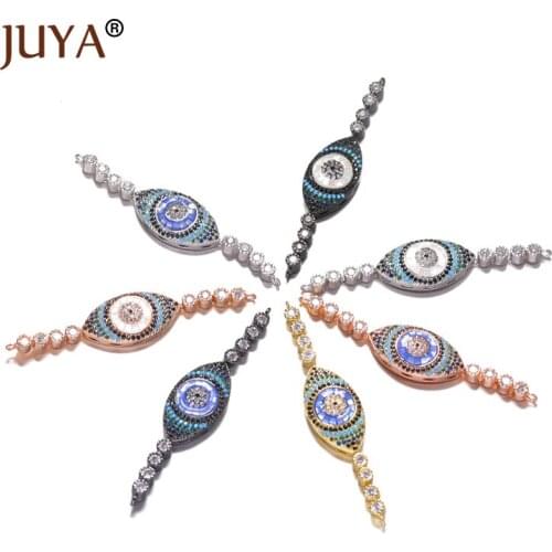 Juya Jewelry Making Connectors Micro Pave Zircon Evil Eyes Accessories for DIY Woman Bracelet Jewelry Making Suppliers