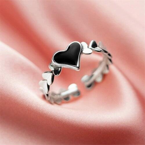925 Sterling Silver Heart Rings For Women Girls Creative Wedding Party Jewelry jz413