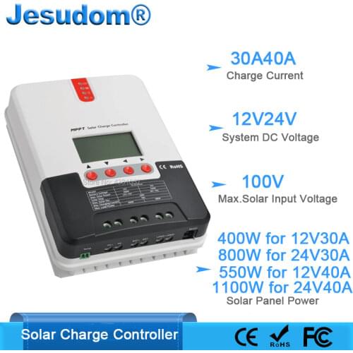 MPPT Solar Charge Controller 30A 40A 12V24V Auto for lithium batteries solar PV regulator Charger with BT-1 ML2430/ML2440