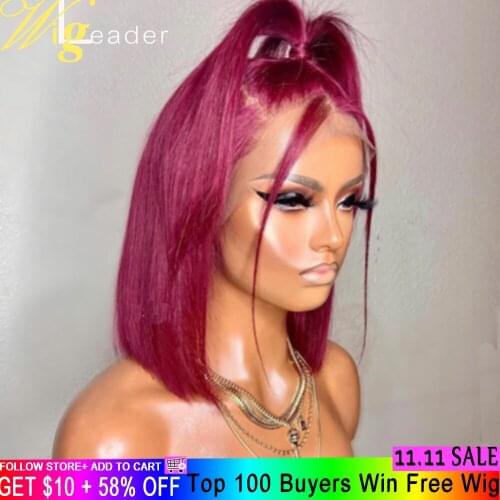 Short 99j Bob Human Hair Lace Front Wigs Preplucked 13x6 Lace Frontal Wigs Burgundy Remy Hair Lace Wigs With Baby hair