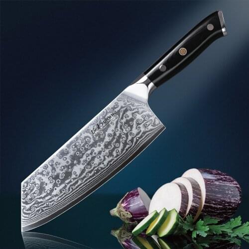 TURWHO 7.5 inch Chinese Cleaver Knife Pro Damascus Stainless Steel Kitchen Knife Super Sharp Meat Vegetables Chopping Chef Knife