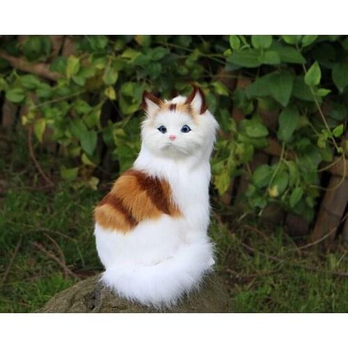 Artificial cat model,polyethylene&fur cute cat about 14x21cm handicraft home decoration gift b1507