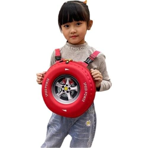 Fashion Kindergarten School Bags for Boys Girls Cartoon Car Wheel Shape Backpack Waterproof Mini Bag baby Children Snacks Bag