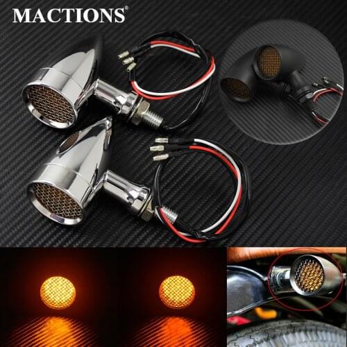 Motorcycle Retro Bullet LED Turn Signal Brake Light Indicator Mesh Lens Universal Lamp For Harley Chopper Bobber For Honda